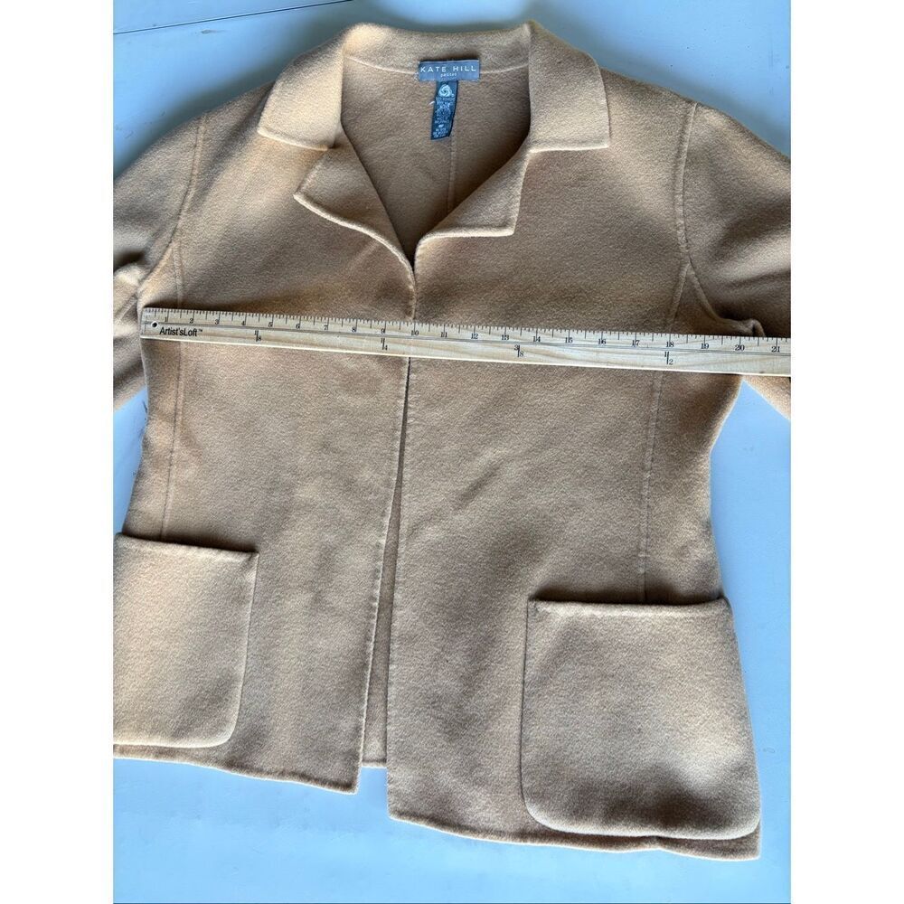 Kate Hill Petites Camel Wool Blend Jacket Blazer Size M Soft Minimalist Classic - Picture 6 of 8